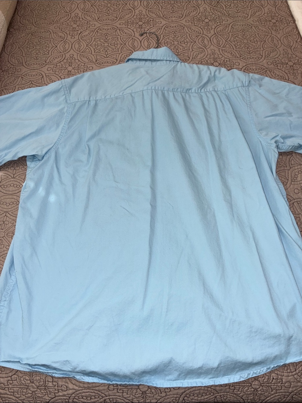 WRANGLER (*3*) Men’s EUC Light Blue & Striped Short Sleeve Button-Up Shirts Sz L - Picture 8 of 12